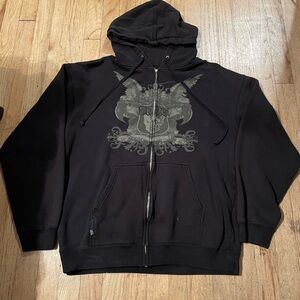 Vans Black Zip Up Sweater with Graphic Design